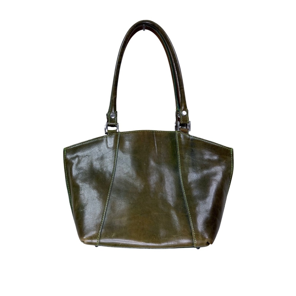Womens Unbranded Italian Leather Shoulder Bag Green Brown Boho Made Italy